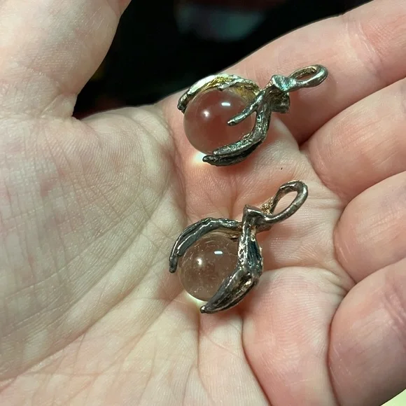 VTG Whimsigoth Crystal Ball Glass Marble Silver Tone Metal Costume Pendants - Picture 3 of 4